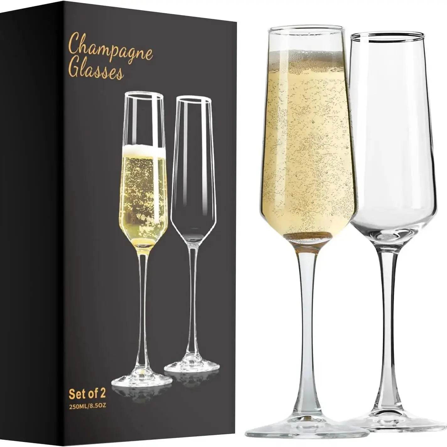 2 Pieces Luxury Crystal Champagne Flutes - Metromarketstore