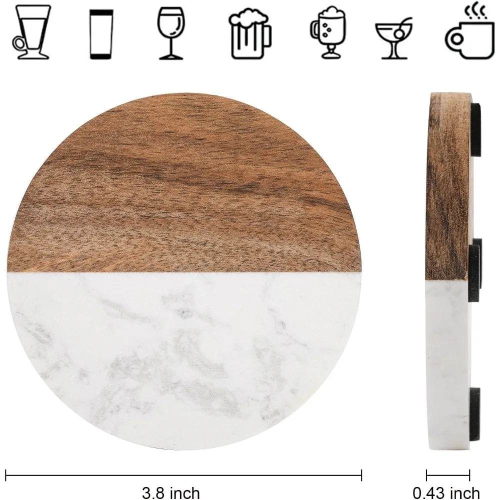 6 Packs Marble Wood Coasters - Metromarketstore