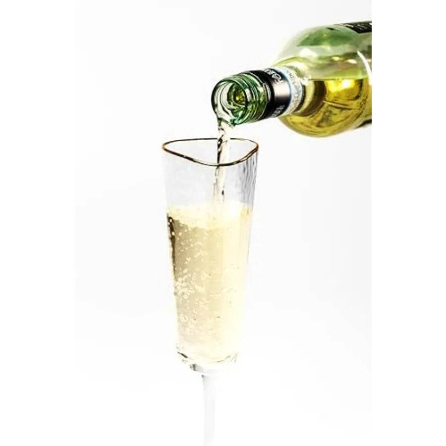 Gold Rimmed Champagne Flutes Set of 4 6oz Handblown - Metromarketstore