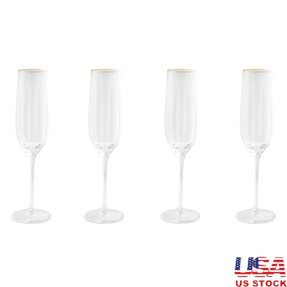 4-Pack Scalloped Champagne Flutes Set - Metromarketstore