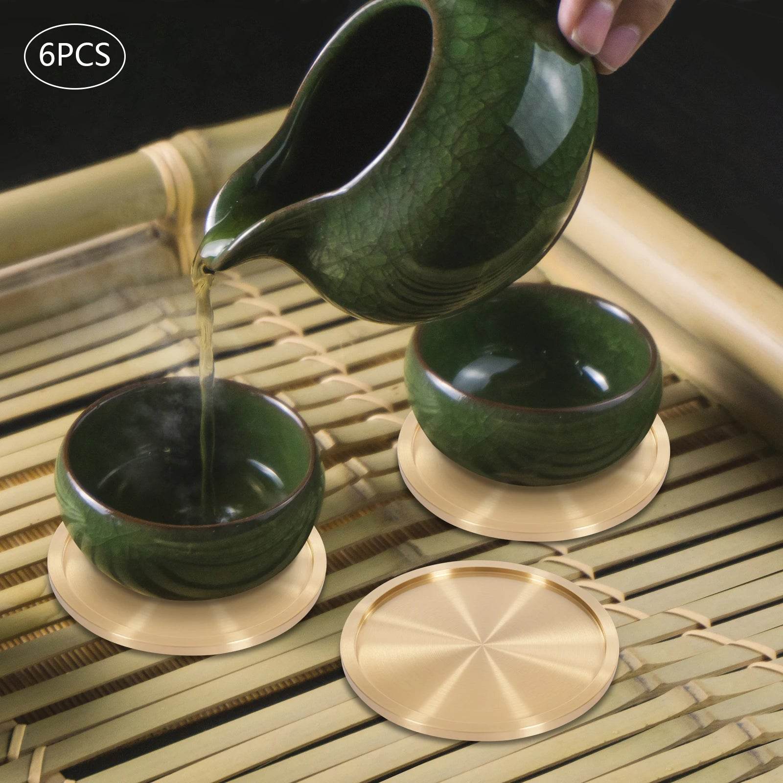 Heavy Brass Coasters for Drinks 6-Pack - Metromarketstore