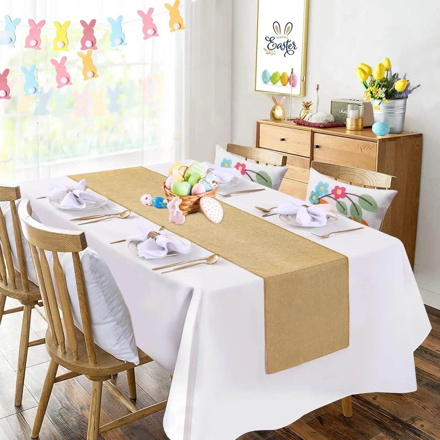 36 Pcs Burlap Table Runners 12 x 108 Inches Khaki Table Runner - Metromarketstore