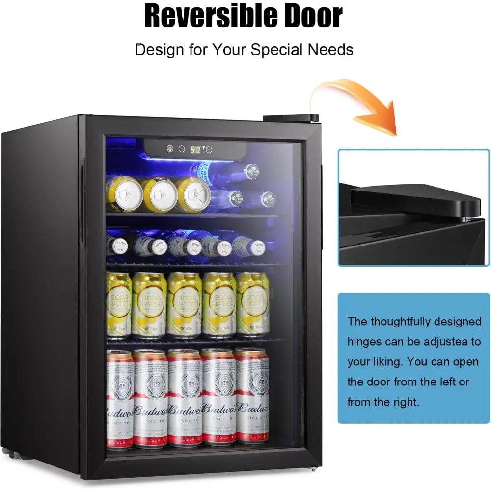 Beverage Refrigerator Cooler-85 Can Mini Fridge Glass Door - Metromarketstore