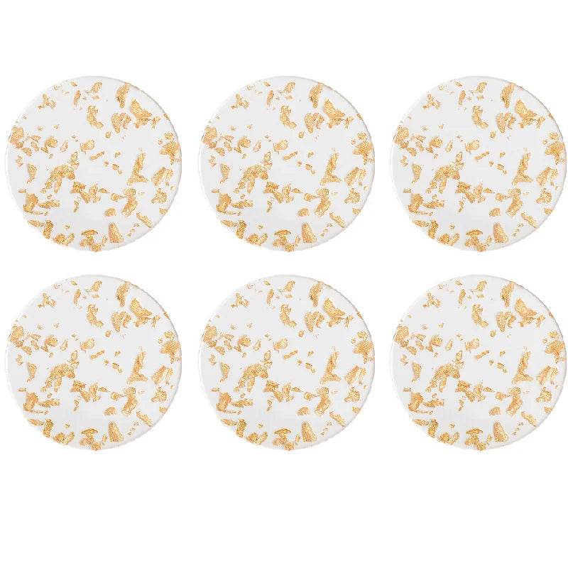6pcs Coaster Acrylic Gold Leaf Tea Coaster - Metromarketstore