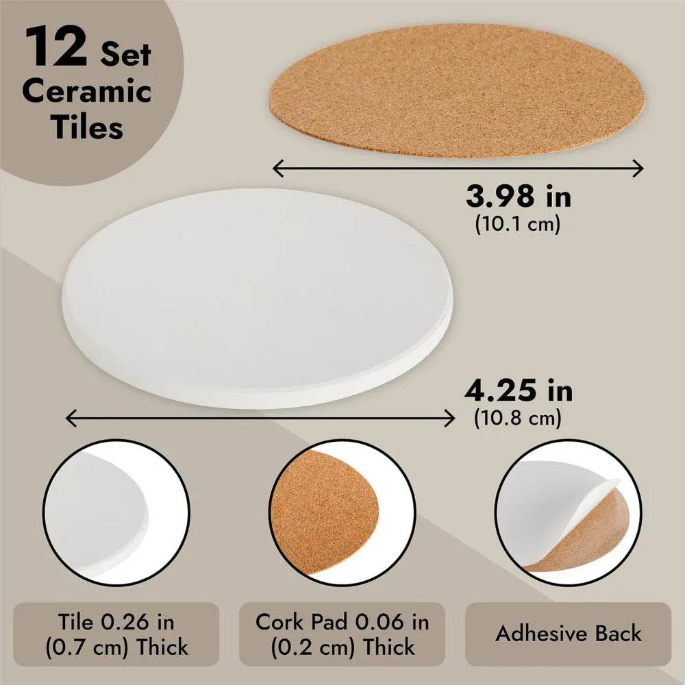 12 Round Unglazed Ceramic Tiles - Metromarketstore