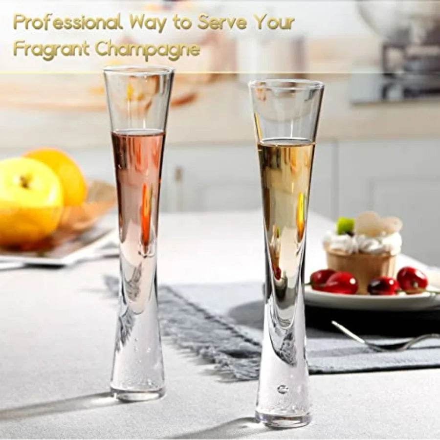 Hand Blown Clear Crystal Champagne Flute Glasses - Metromarketstore