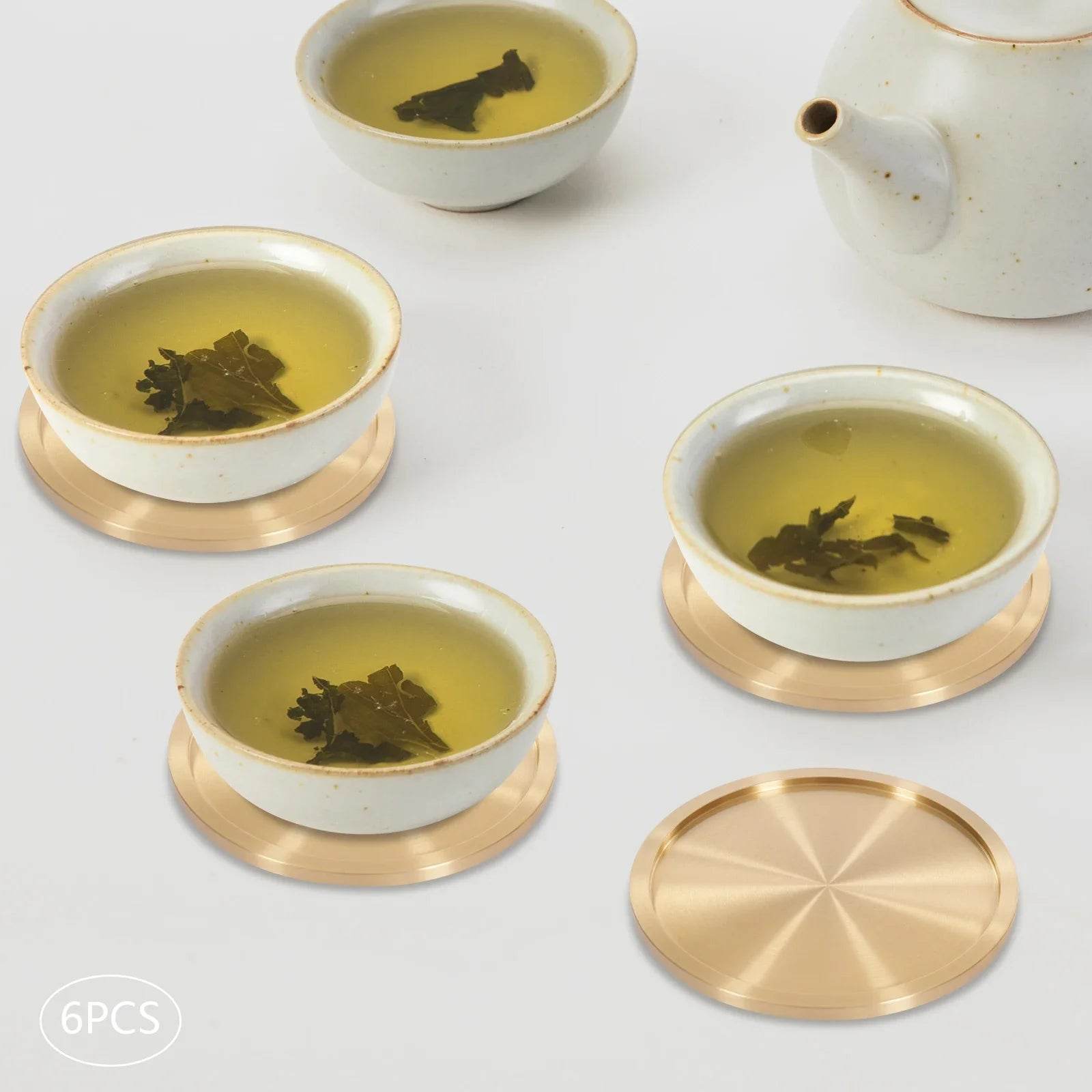 Heavy Brass Coasters for Drinks 6-Pack - Metromarketstore