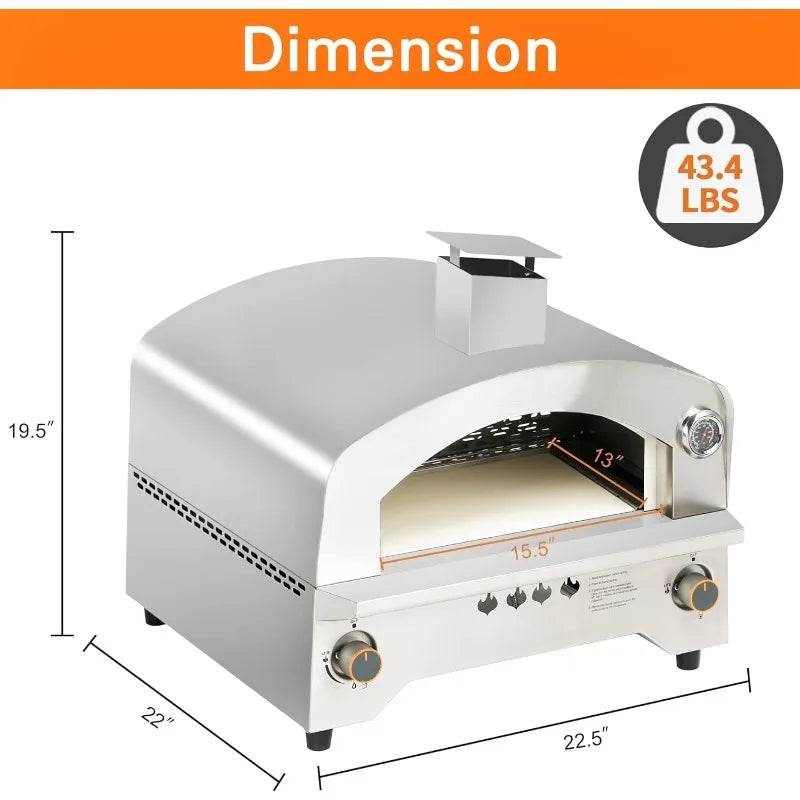 Gas Pizza Oven, Portable Propane Oven with 13 inch Stone - Metromarketstore