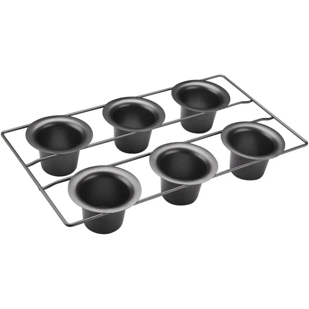 Heavy Duty 6 Cup Popover Pan Non Stick Steel Construction Tapered Cups - Metromarketstore