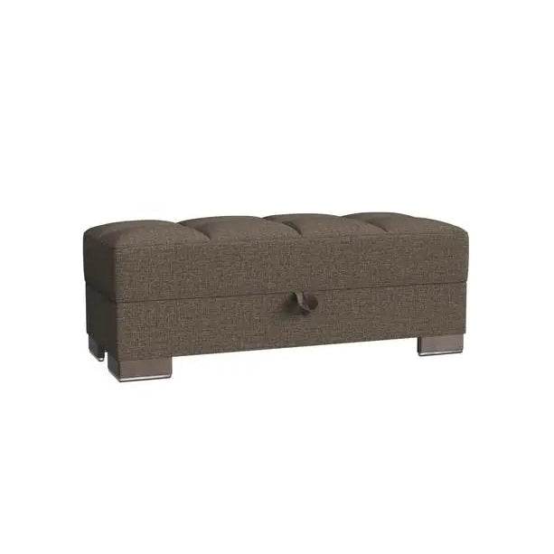 Upholstered Storage Ottoman, Brown Fabric - Metromarketstore