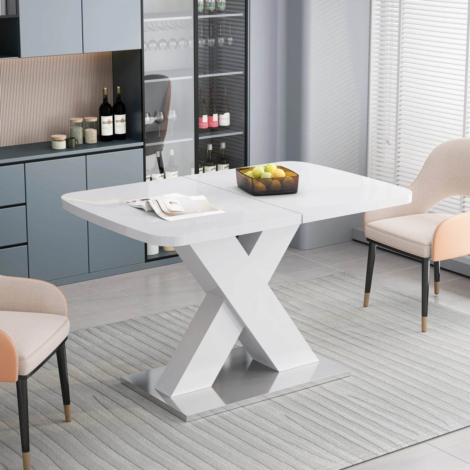 Square Dining Table, White Table Top - Metromarketstore