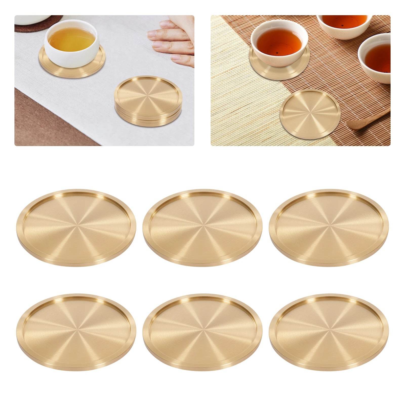 Heavy Brass Coasters for Drinks 6-Pack - Metromarketstore