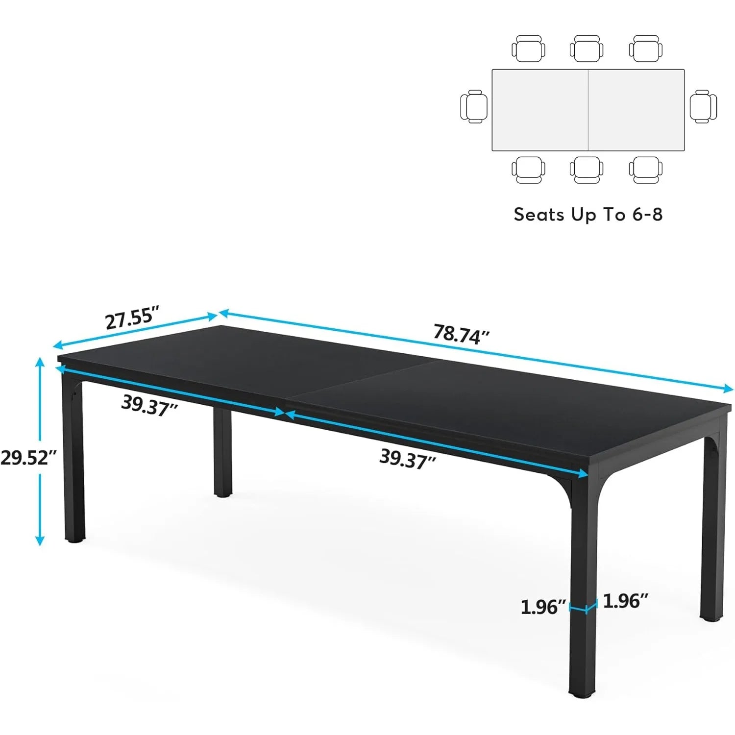 78.7" Long Dining Table for 6-8 Person - Metromarketstore