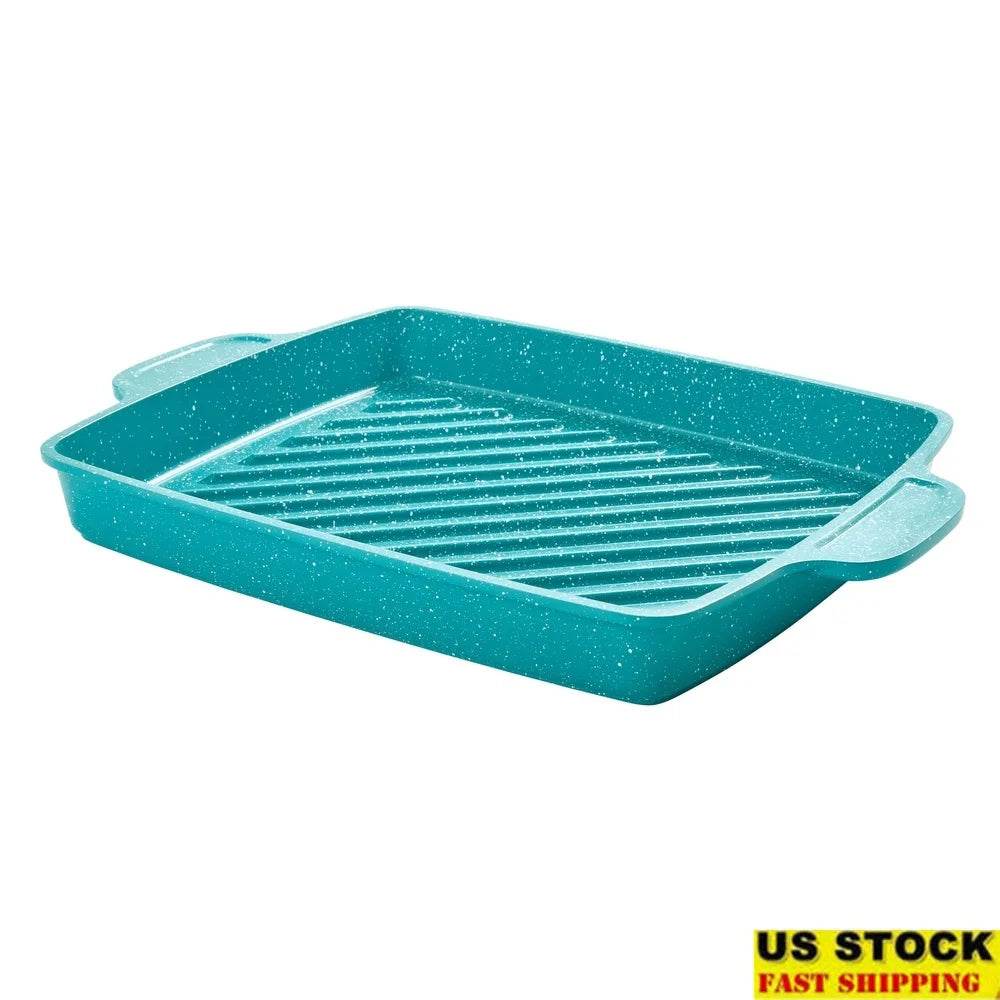 12 Inch Square Cast Aluminum Grill Pan Vintage Design - Metromarketstore