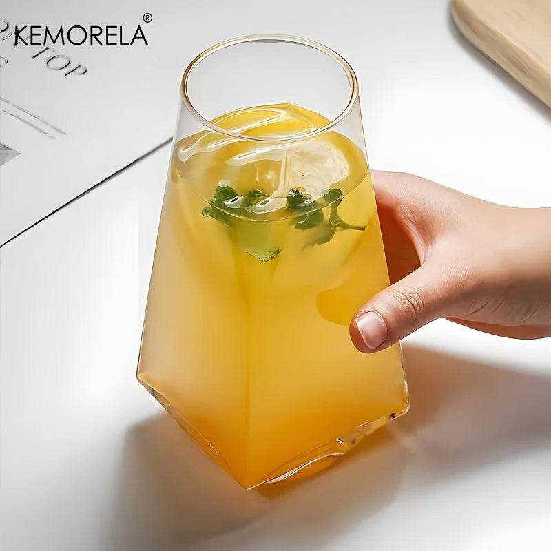 KEMORELA 500ml Geometric Highball Glasses Crystal Clear - Metromarketstore