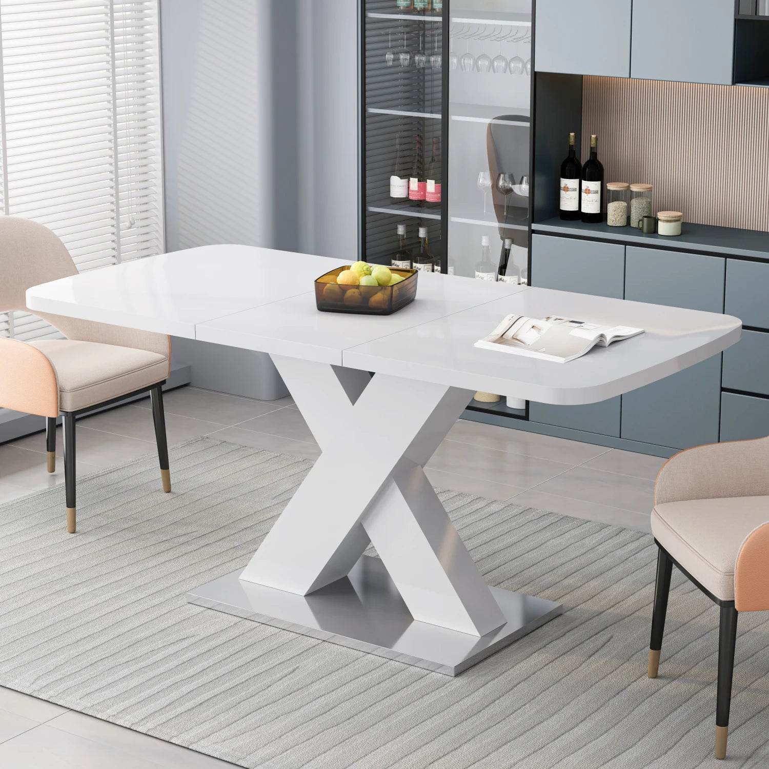 Square Dining Table, White Table Top - Metromarketstore