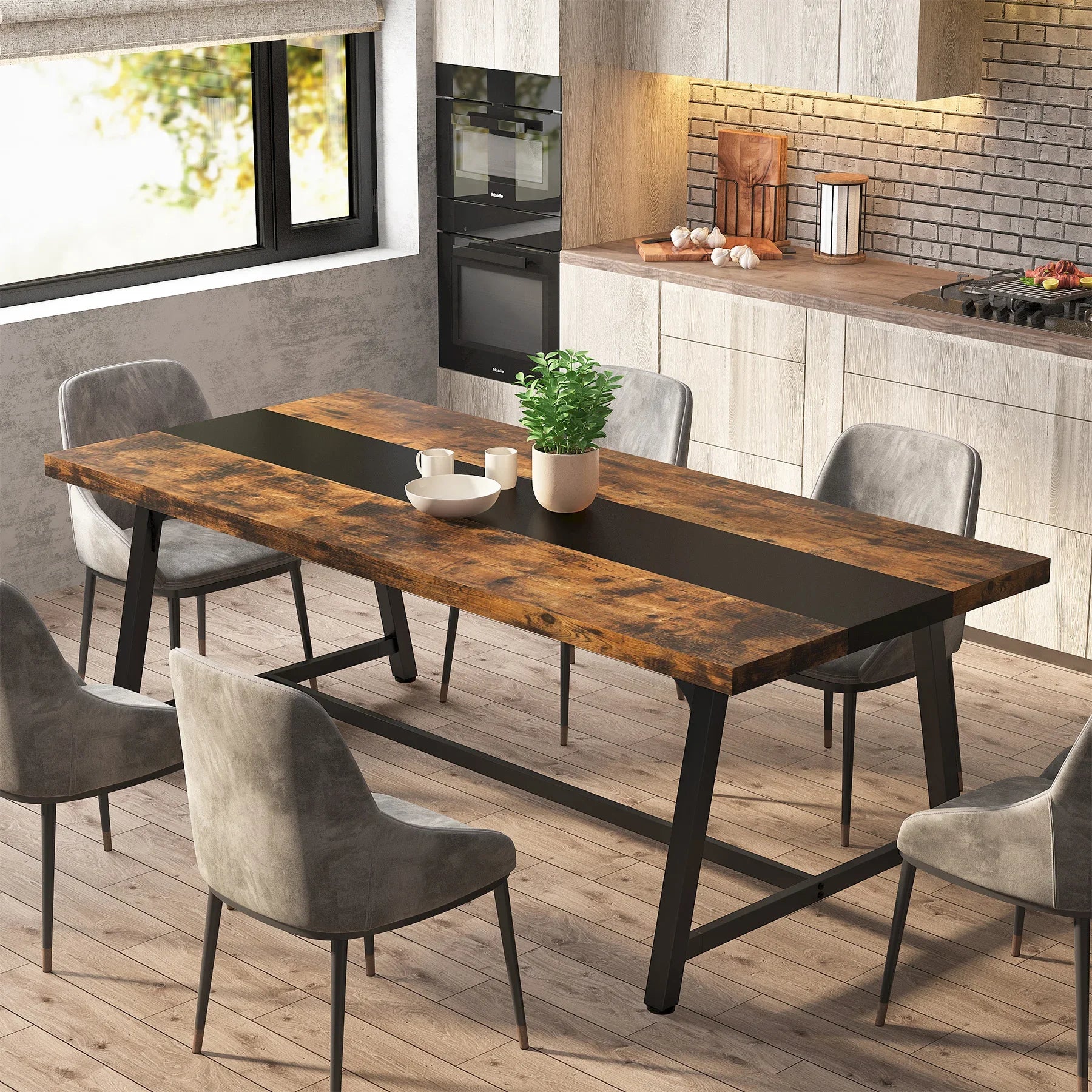 Tribesigns Dining Table for 8 People, 70.87" Rectangular Wood Kitchen Table - Metromarketstore