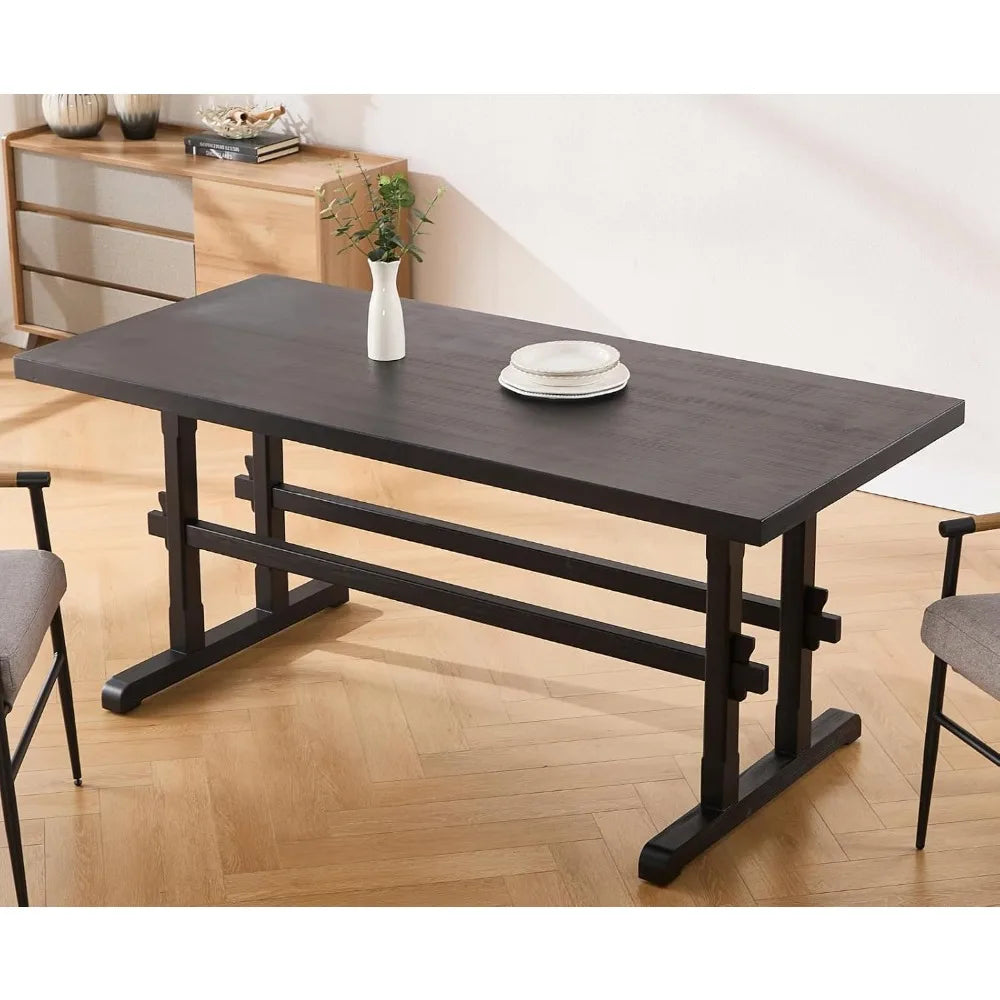 Solid Wood Dining Table for 4-6 People, 70" Large Kitchen Table - Metromarketstore