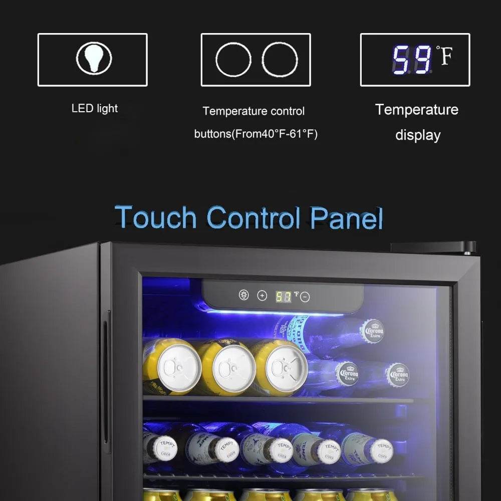 Beverage Refrigerator Cooler-85 Can Mini Fridge Glass Door - Metromarketstore