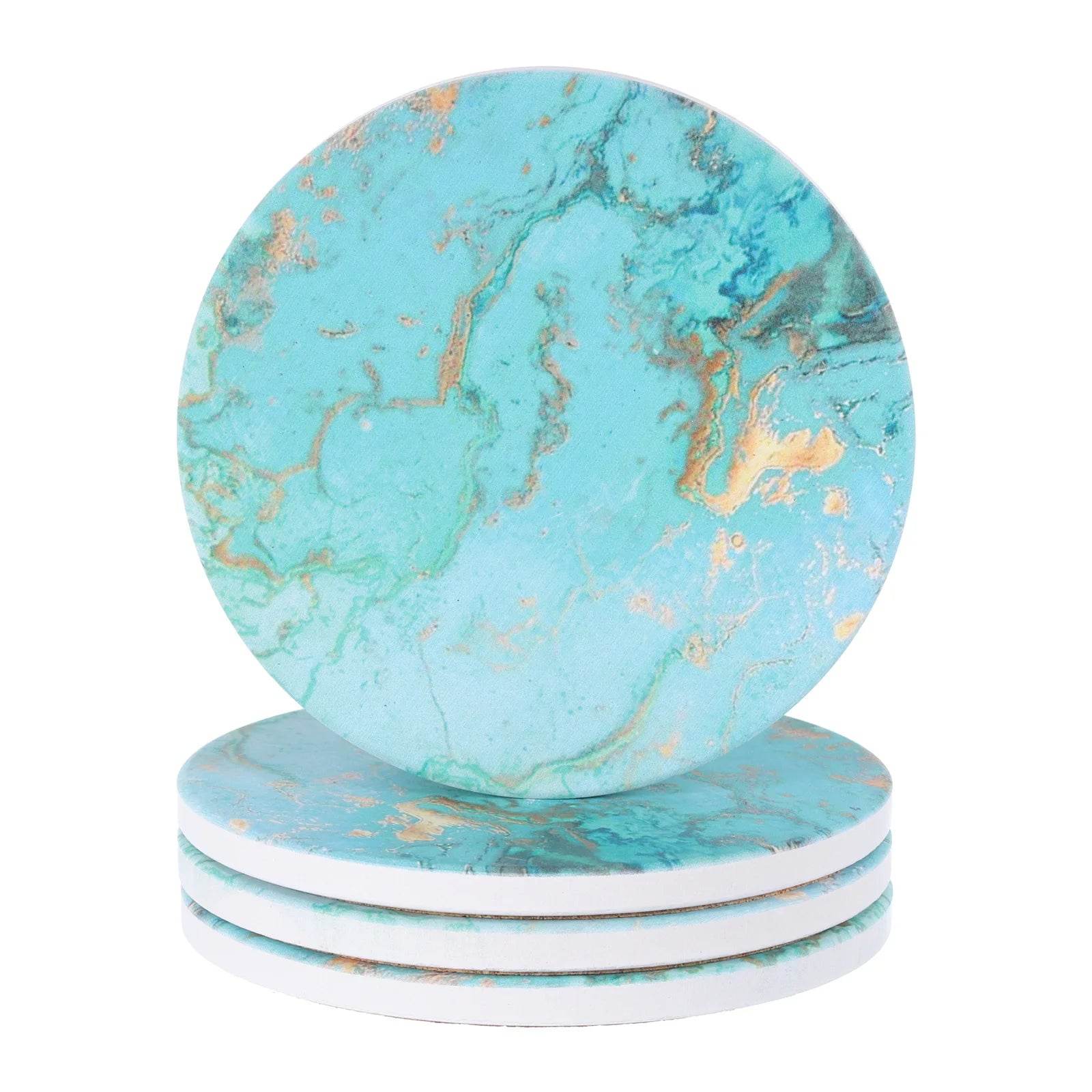 4Pcs Absorbent Coasters Green Marble - Metromarketstore
