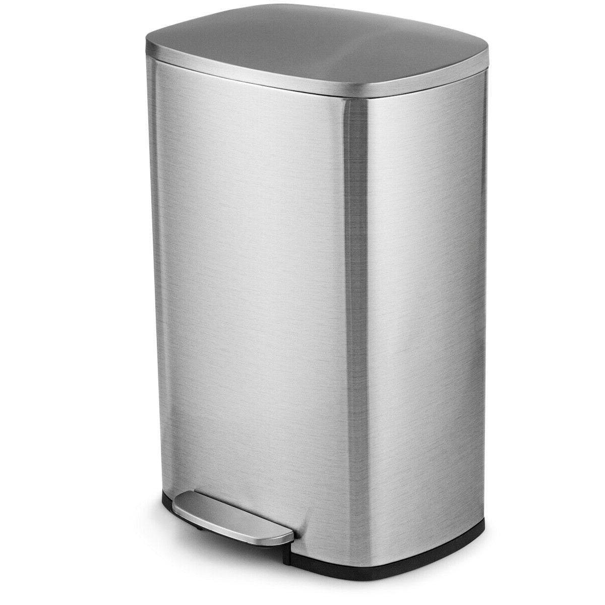 13-Gallon Modern Stainless Steel Kitchen Trash Can with Foot Step Pedal Design - Metromarketstore