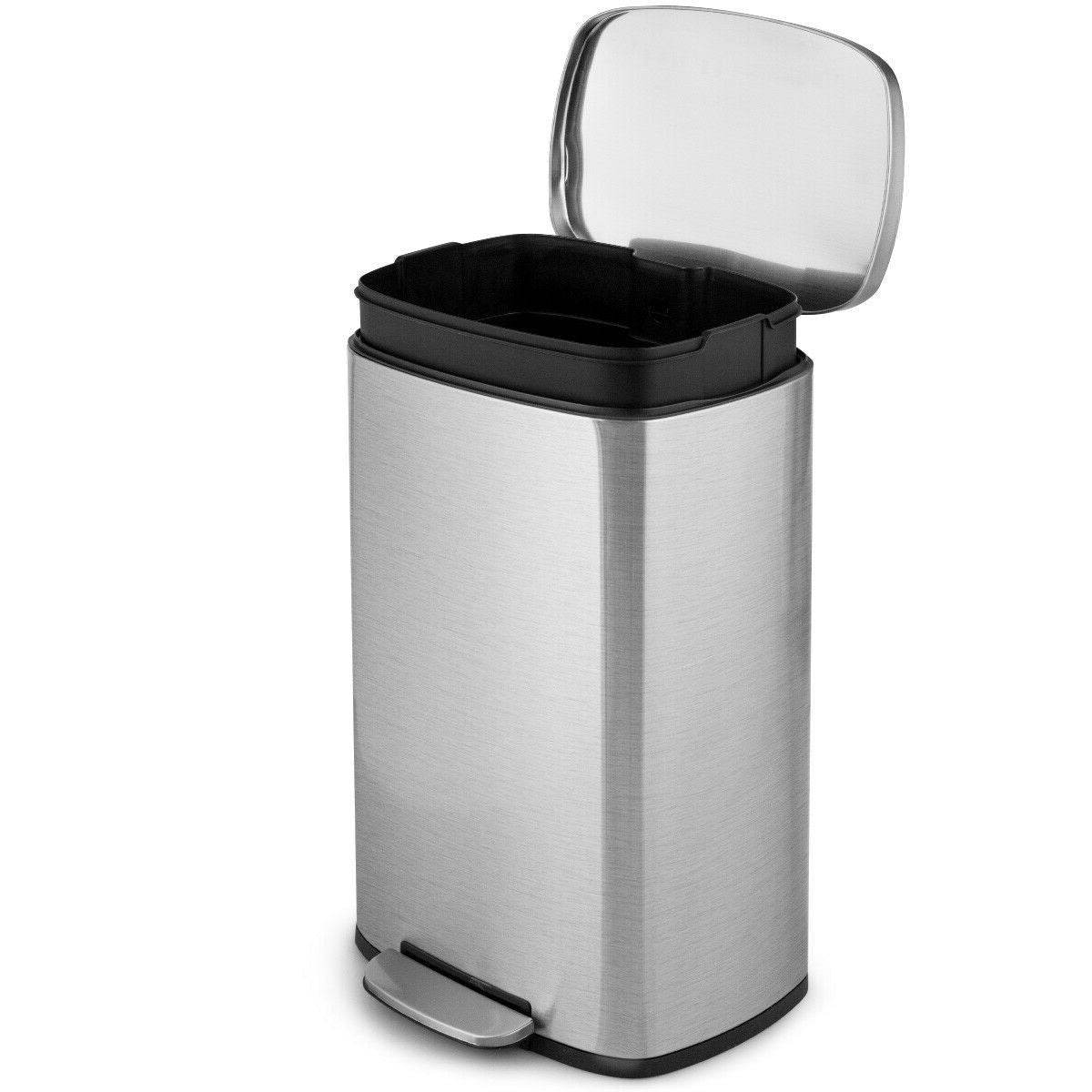13-Gallon Modern Stainless Steel Kitchen Trash Can with Foot Step Pedal Design - Metromarketstore