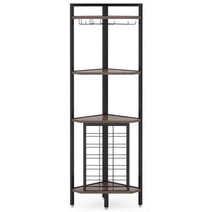 Industrial Corner Wine Rack Storage Shelving Unit with Glass Holders - Metromarketstore