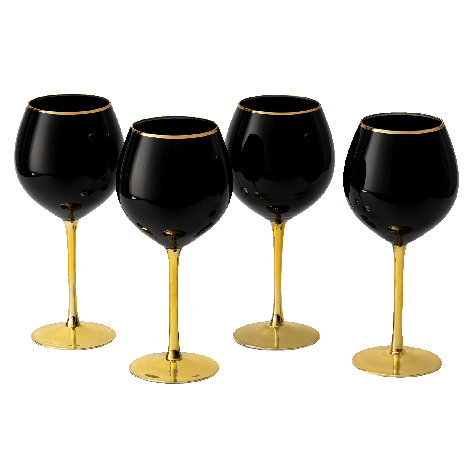 The Wine Savant Set of 4 Black Wine Glasses Gold Stemmed 14 oz Gold Rim Wine Glasses, Black Colored Wine Glasses Luxury Wine Glassware Wine Tasting, Wedding Gift, Anniversary, Birthday - Metromarketstore