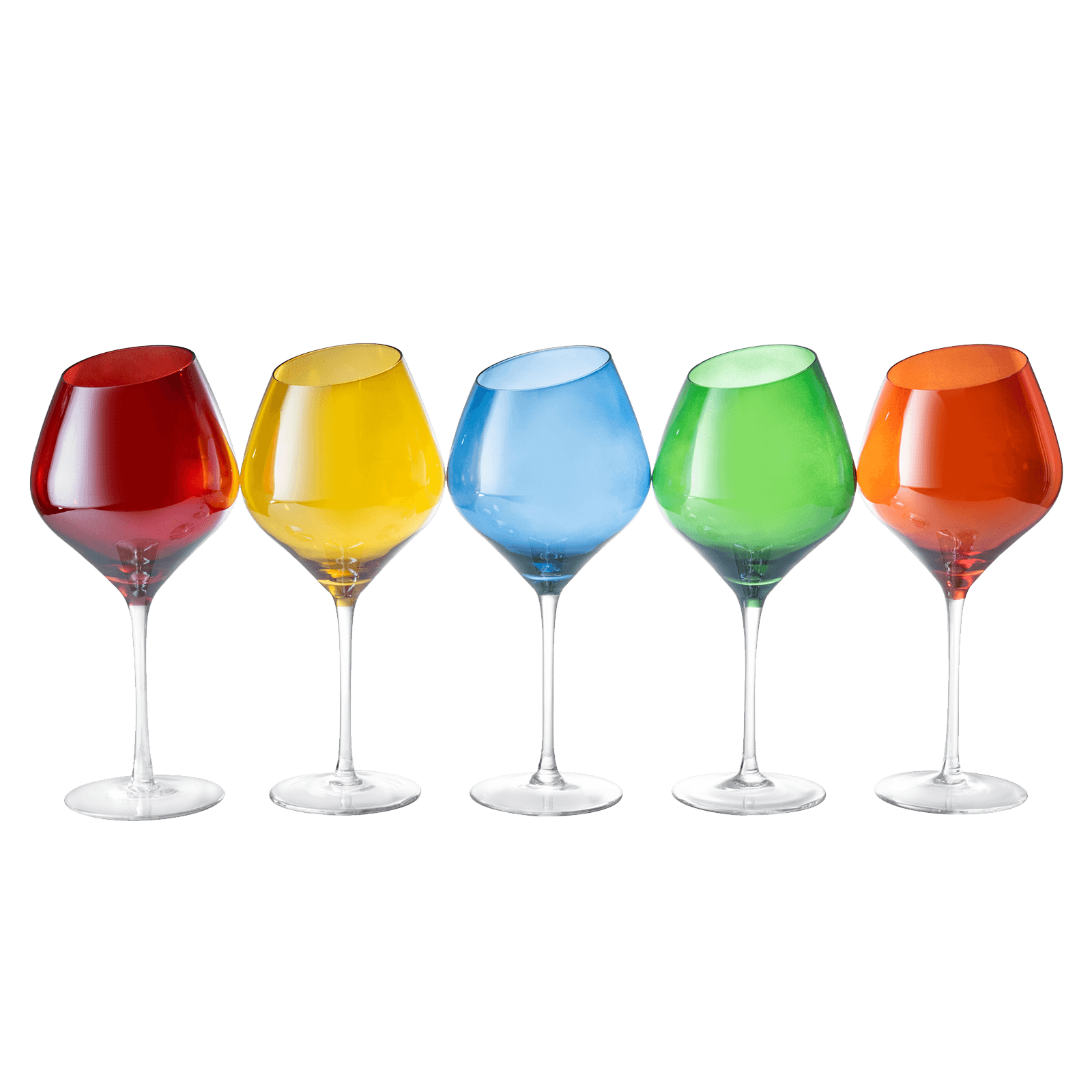 Slanted Rim Colored Wine Glasses by The Wine Savant – Set of 5 Stylish and Slant Rim Wine Glasses for Parties, Multicolor Set for Weddings Anniversary, White or Red Wine, Cabernet Bordeaux 20 oz - Metromarketstore