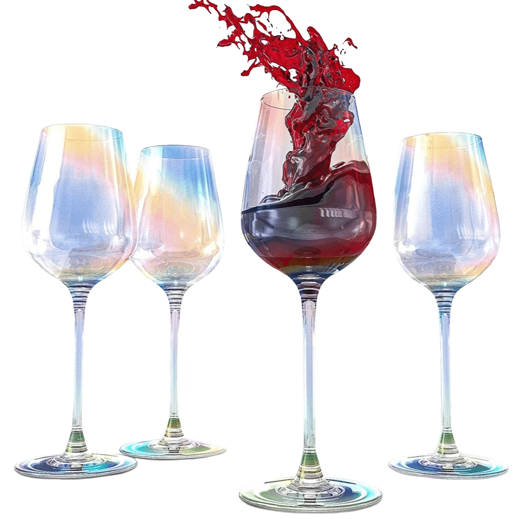 Iridescent Luster Large Radiance Wine Glasses - White Pearl Whimsy and Nostalgia Large Red Wine or White Wine Glass In An Elegant Gift Box - Metromarketstore