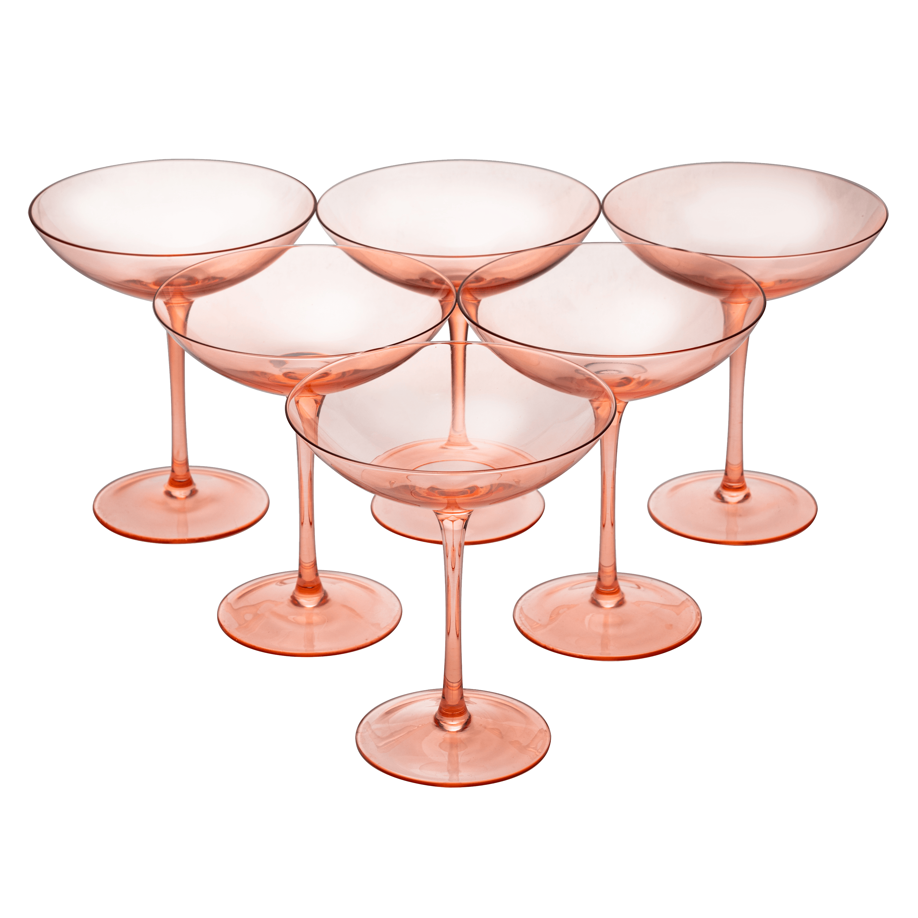 The Wine Savant Colored Vintage Glass Coupes 12oz Colorful Cocktail, Martini & Champagne Glasses, Prosecco, Mimosa Glasses Set, Cocktail Glass Set, Bar Glassware Luster Glasses (6, Orange) - Metromarketstore