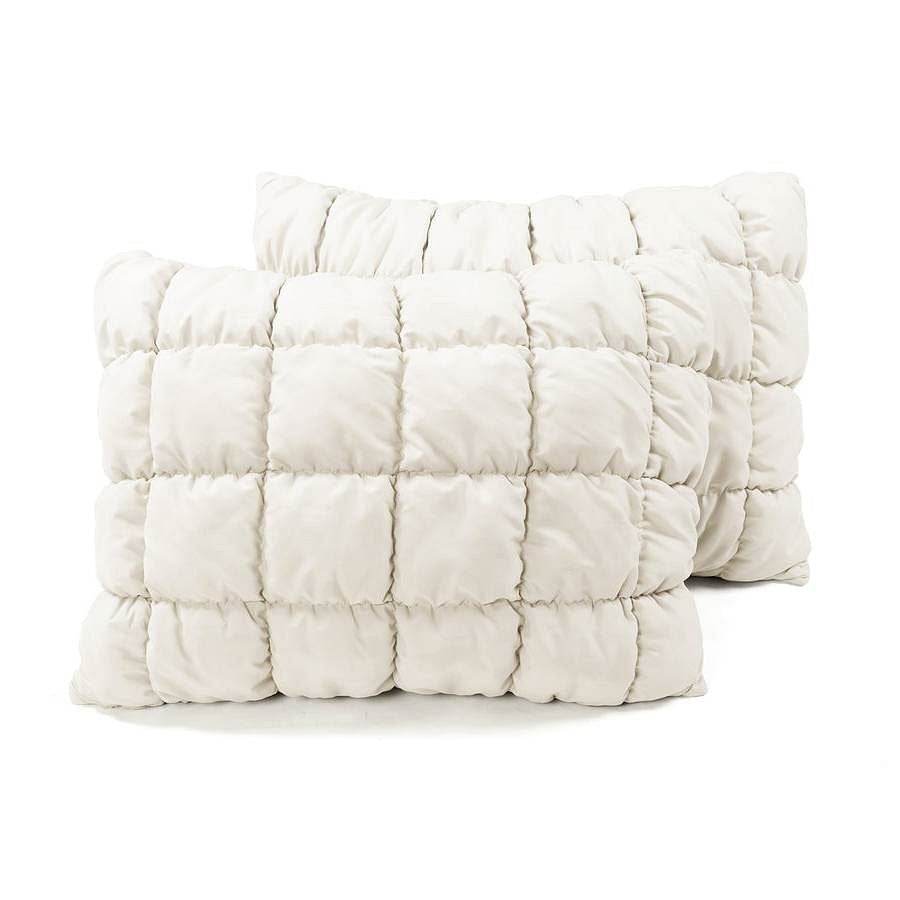 Full/Queen Soft Lightweight Puff Textured 3-Piece Comforter Set in Off White - Metromarketstore