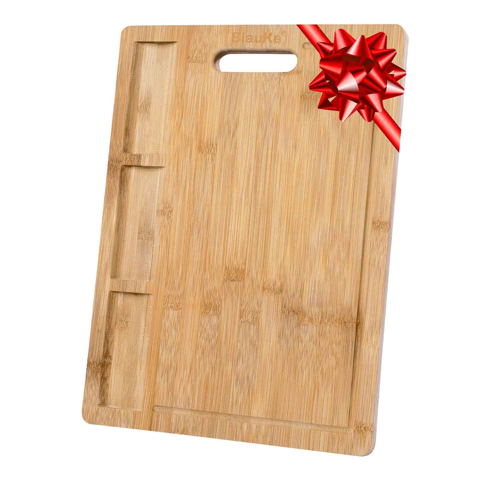 Extra Large Bamboo Cutting Board - 17x12.5 inch Wood Cutting Board for Meat, Cheese, Veggies - Wood Serving Tray with Juice Groove and 3 Compartments - Metromarketstore