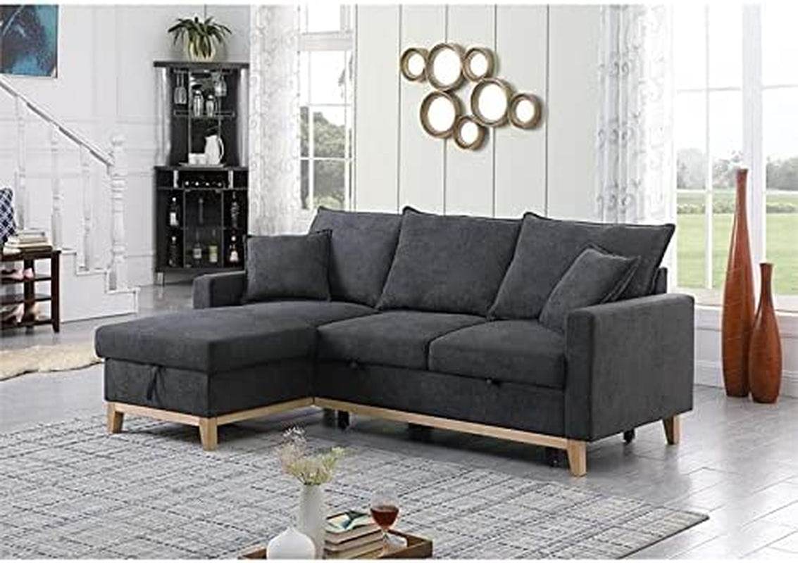 Gray Reversible Sleeper Sectional with Storage Chaise - Metromarketstore