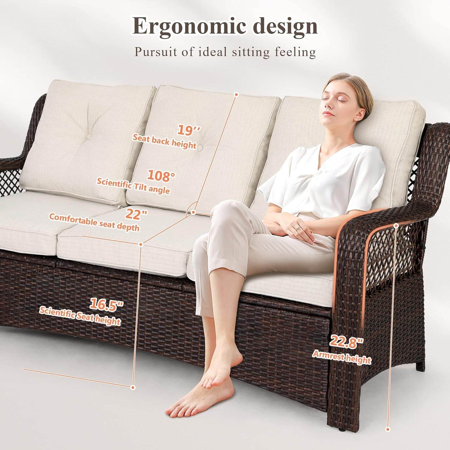 Elegant Six Piece Wicker Patio Furniture Set Outdoor - Metromarketstore