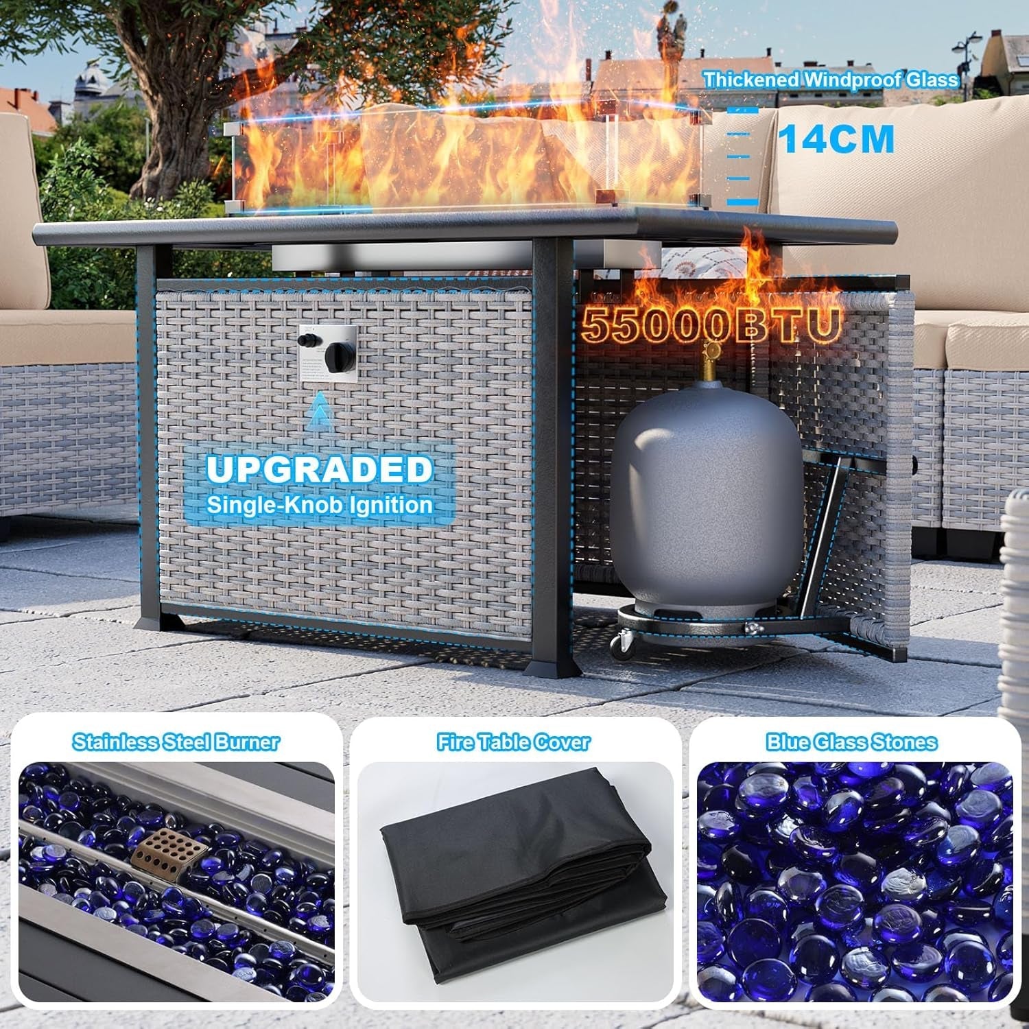 Luxurious 18-Piece Outdoor Patio Furniture Set with Fire Pit-1