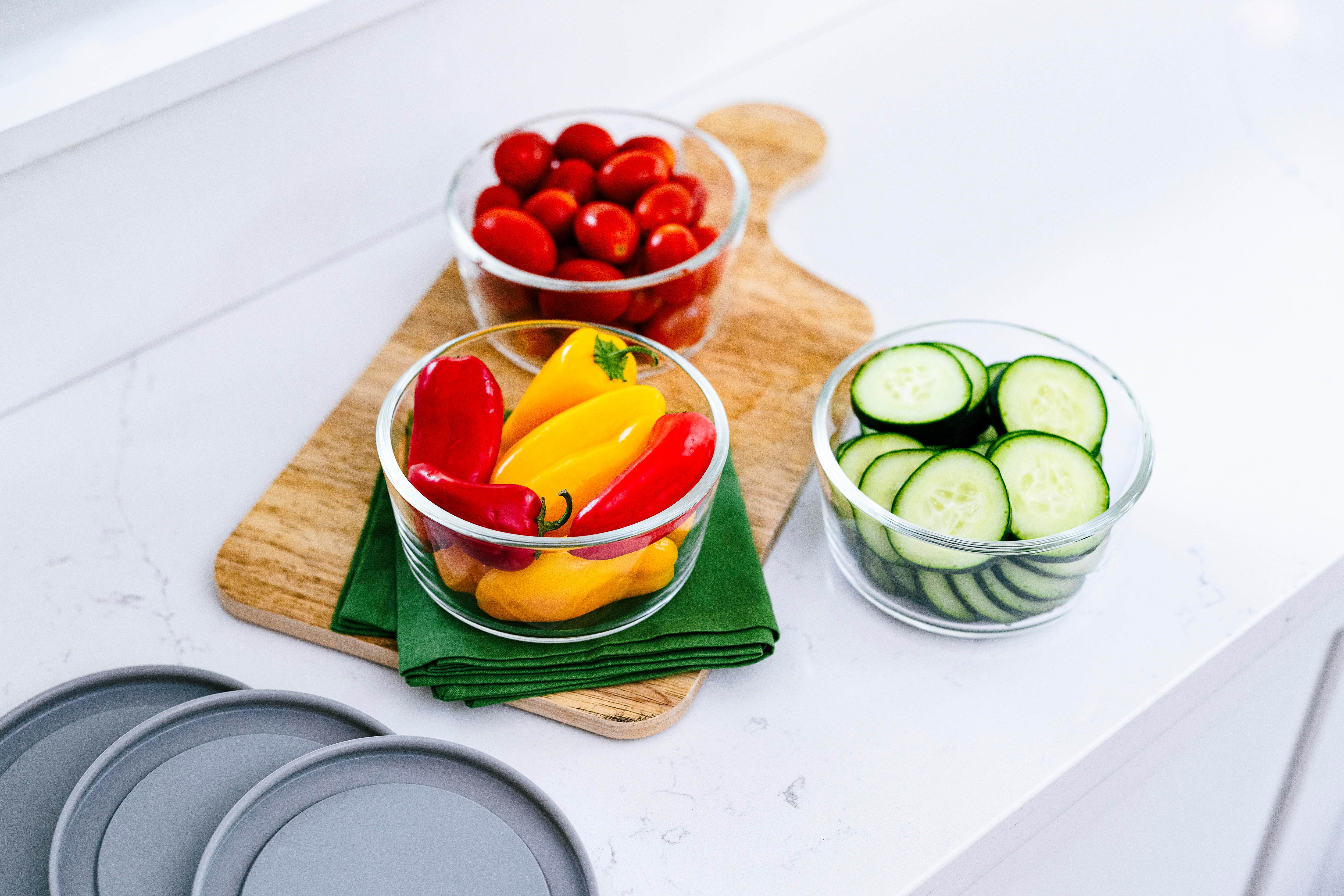 Glass Food Storage Containers - 6 Piece 2 Cup Set (3 Containers + 3 Lids) - Metromarketstore