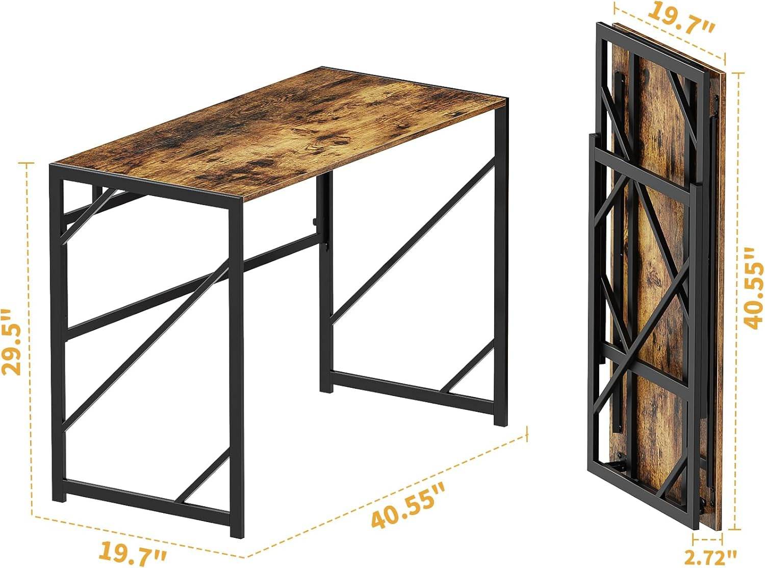 Folding Desk Writing Computer Desk for Home Office, No-Assembly Study Office Desk Foldable Table for Small Spaces-1