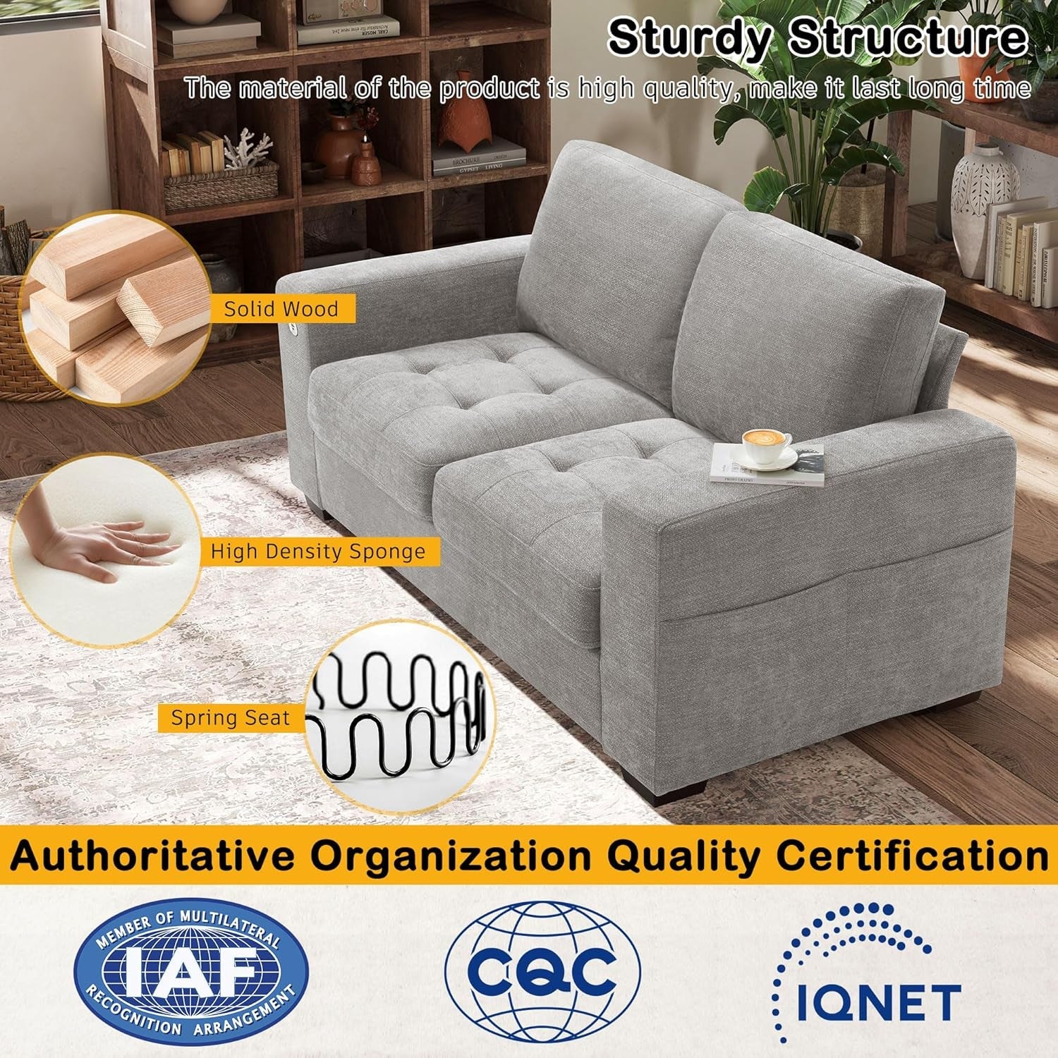 70" Chenille Loveseat - Gray-3