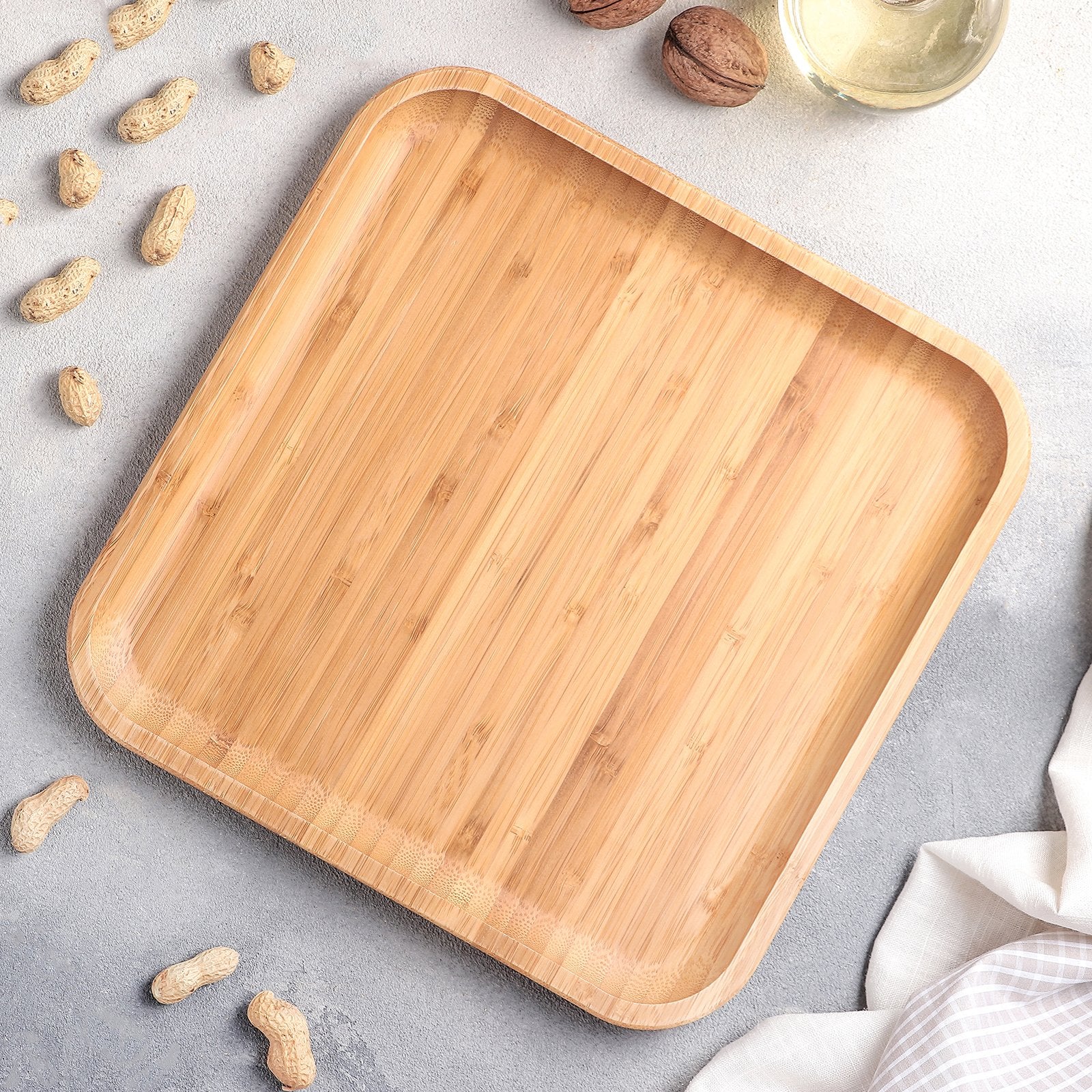 Bamboo Square Plate 10" inch X 10" inch | For Appetizers / Barbecue - Metromarketstore