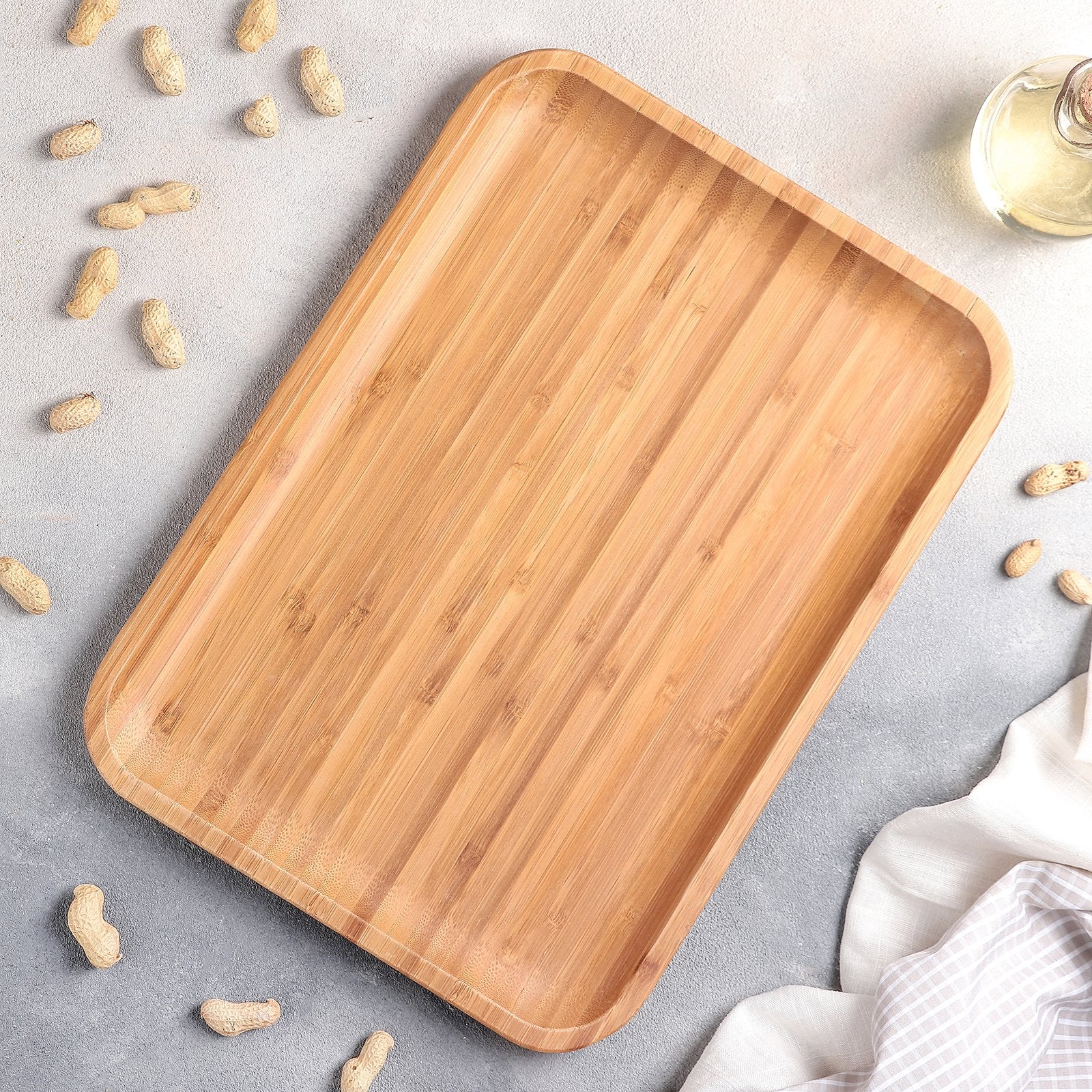 Bamboo Platter 14" inch X 10" inch | For Appetizers / Barbecue / Steak - Metromarketstore