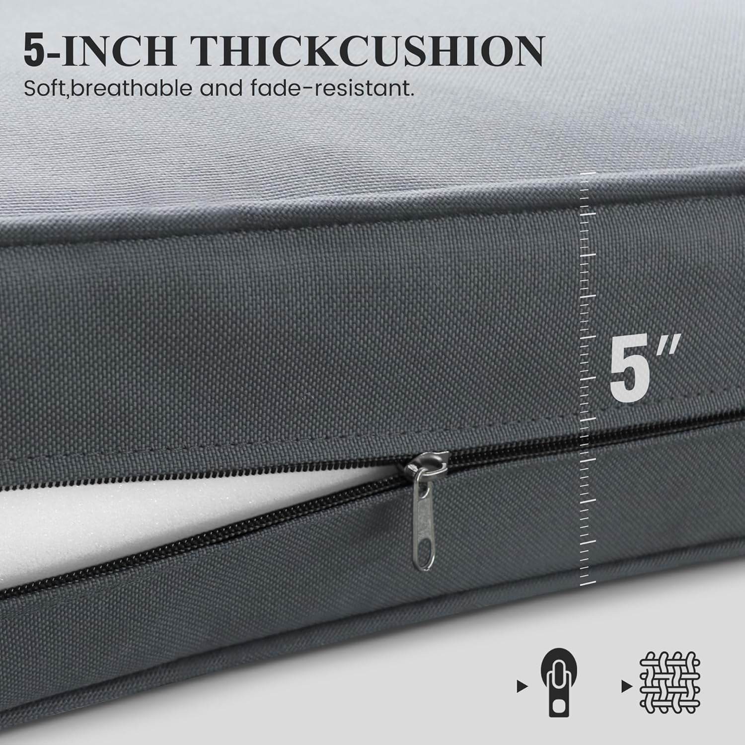 Aluminum Patio Furniture Set, 7 Piece Metal Outdoor Furniture Set, Patio Furniture Set with Waterproof Covers for Backyard Garden（Grey）-2