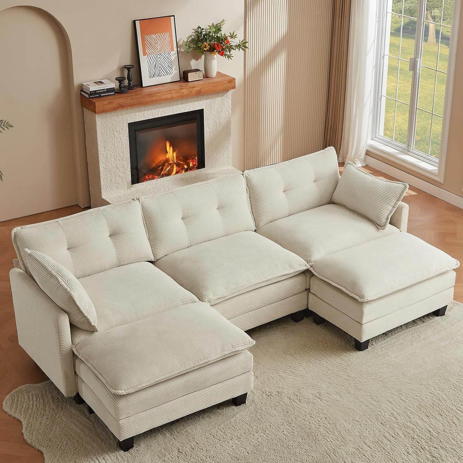 Comfy Modular Sectional Sofa With Movable Ottomans - Metromarketstore