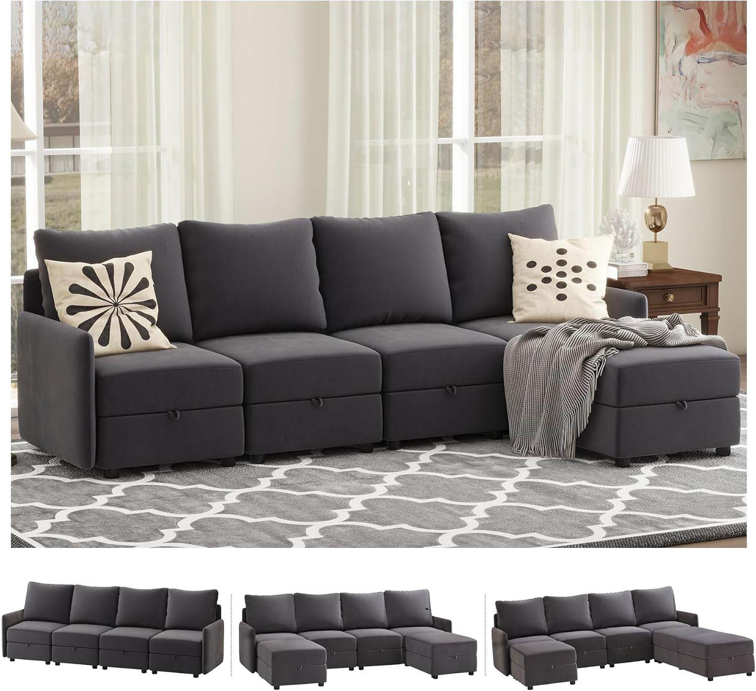 Convertible Modular Sectional Sofa with Memory Foam Comfort - Metromarketstore