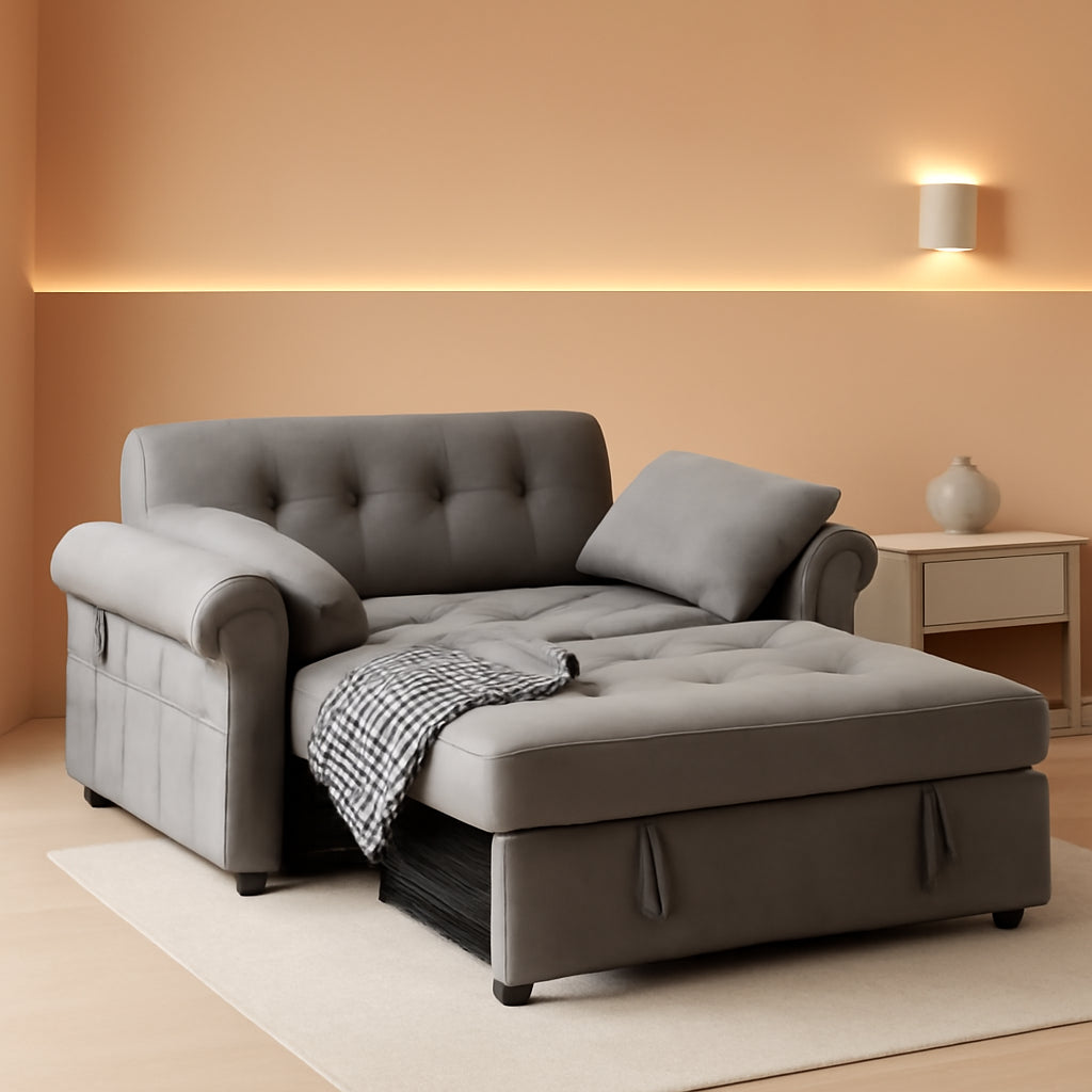 Convertible Sleeper Sofa Bed with Adjustable Backrest and Pillows-0