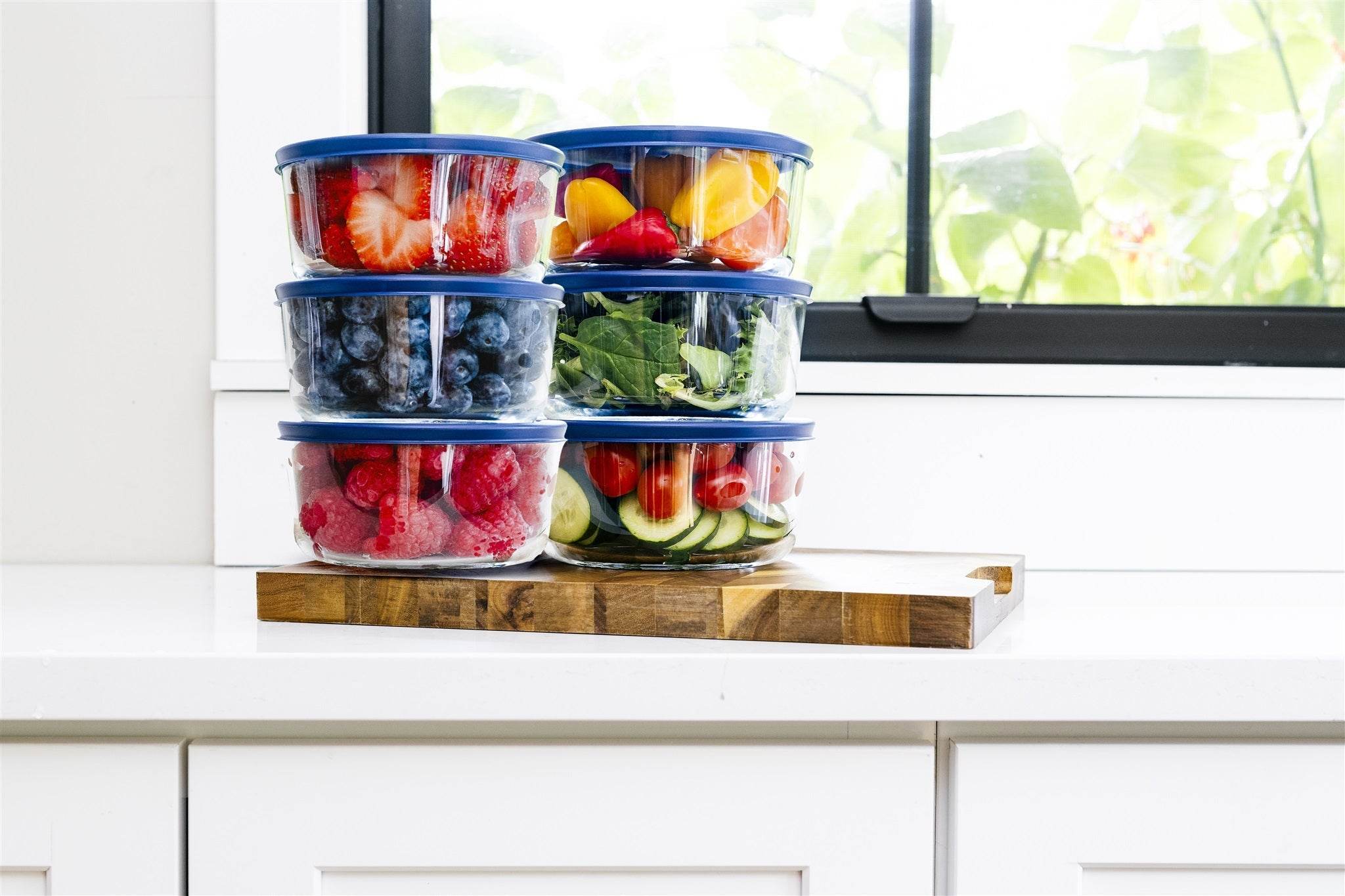 Glass Food Storage Containers - 12 Piece 4 Cup Set (6 Containers + 6 Lids) BPA-Free Lids - Metromarketstore