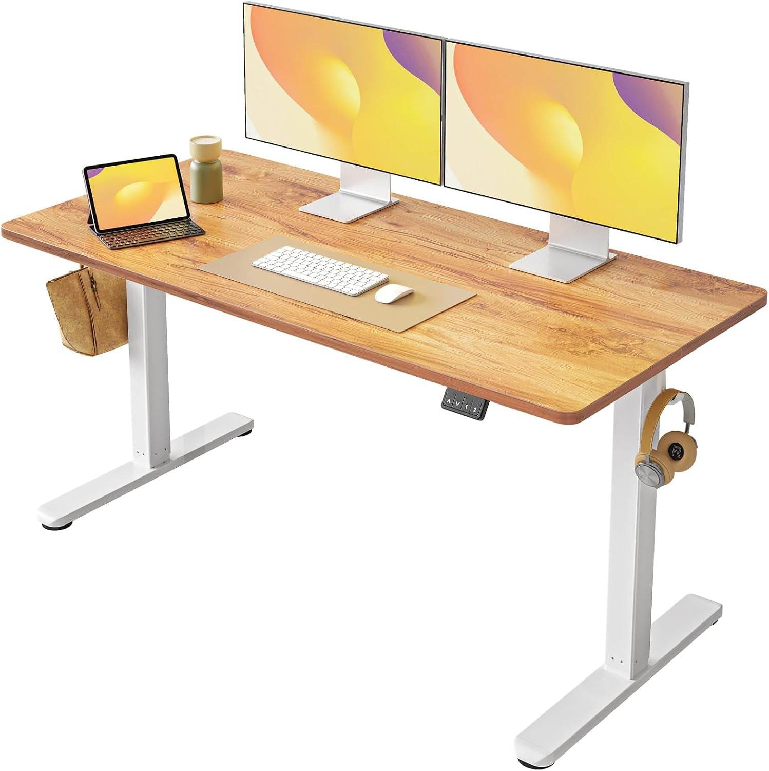 Electric Standing Desk, Height Adjustable in Light Rustic Brown - Metromarketstore