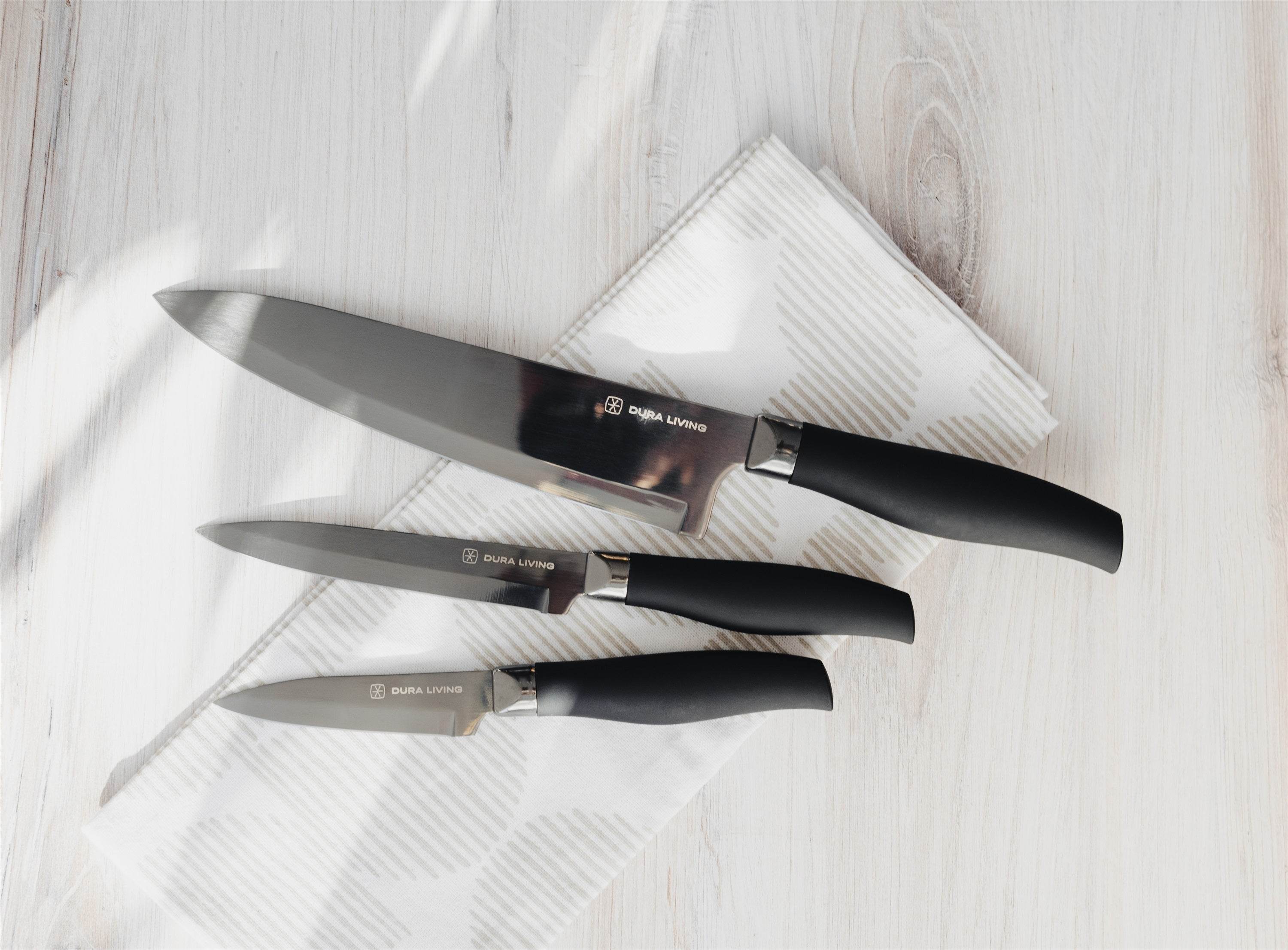 Titan 3-Piece Kitchen Knife Set - Black-1