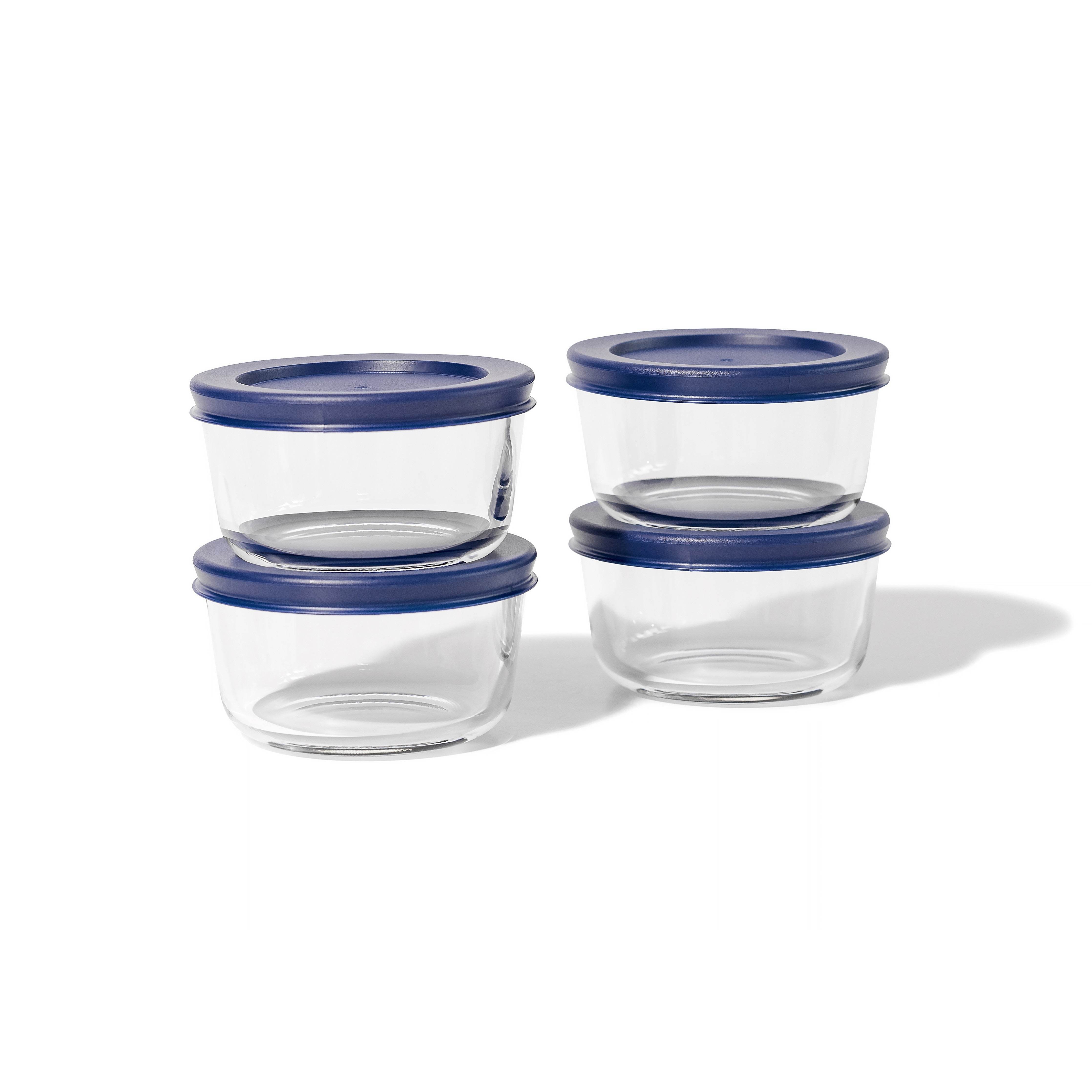 Glass Food Storage Containers - 8 Piece .7oz Set (4 Containers + 4 Lids) - Metromarketstore