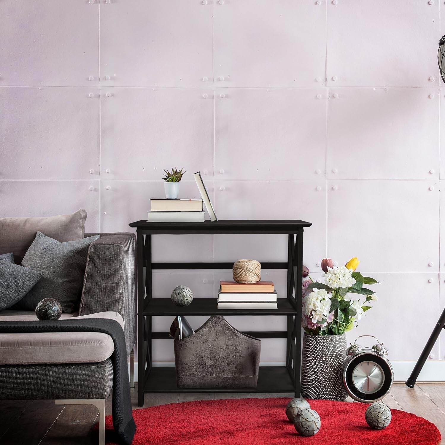 Montego 3-Shelf Bookcase in Black - Metromarketstore